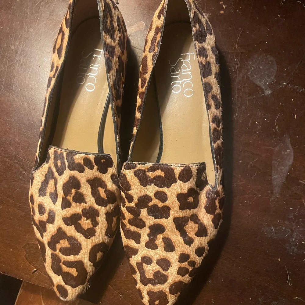 Franco Sarto Leopard Print Brown Tan Flats